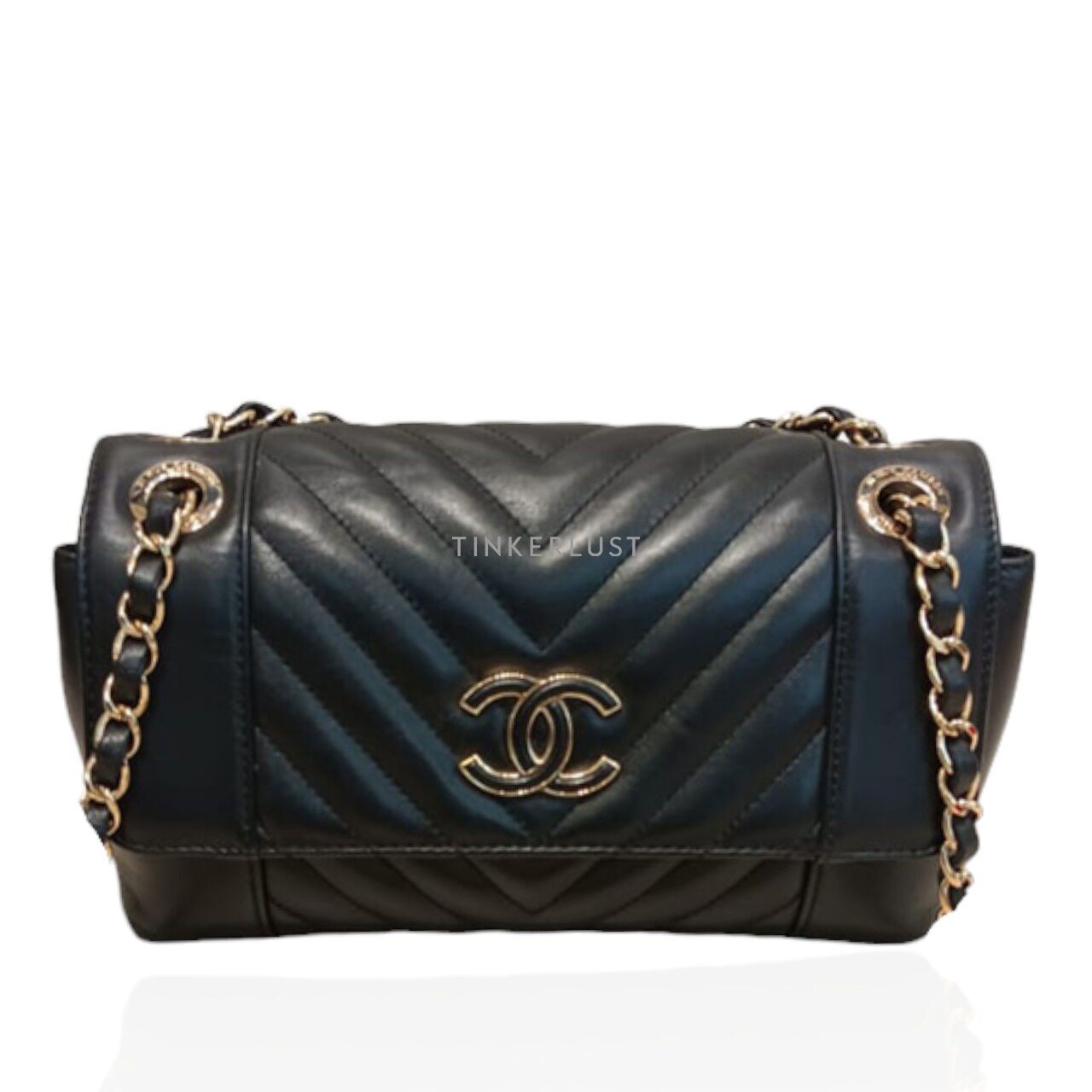 Chanel calfskin quilted discount logo flap black